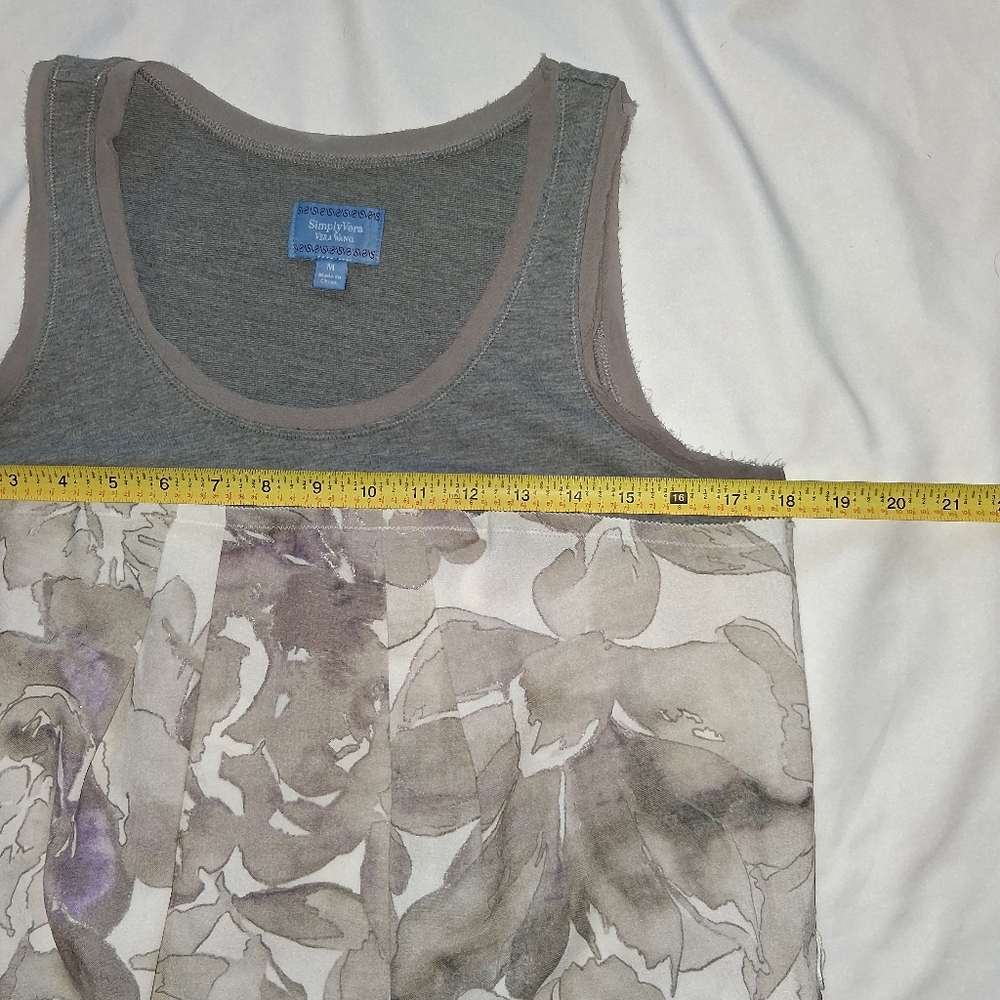 Simply Vera Vera Wang Women Size M Gray and White Floral Midi Dress - Picture 14 of 16